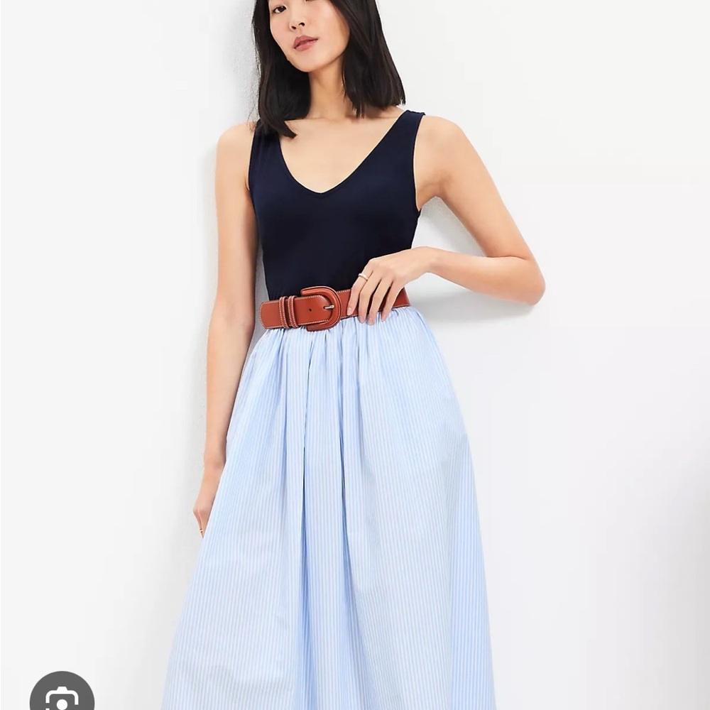 Blue and White Striped Skirt